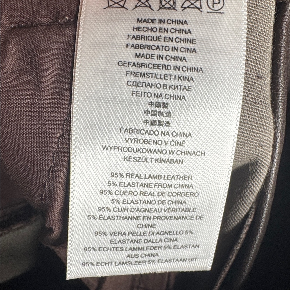NWT MICHAEL MICHAEL KORS Straight-Leg Lamb Leather Pants Chocolate Brown Size 2 - Picture 14 of 16